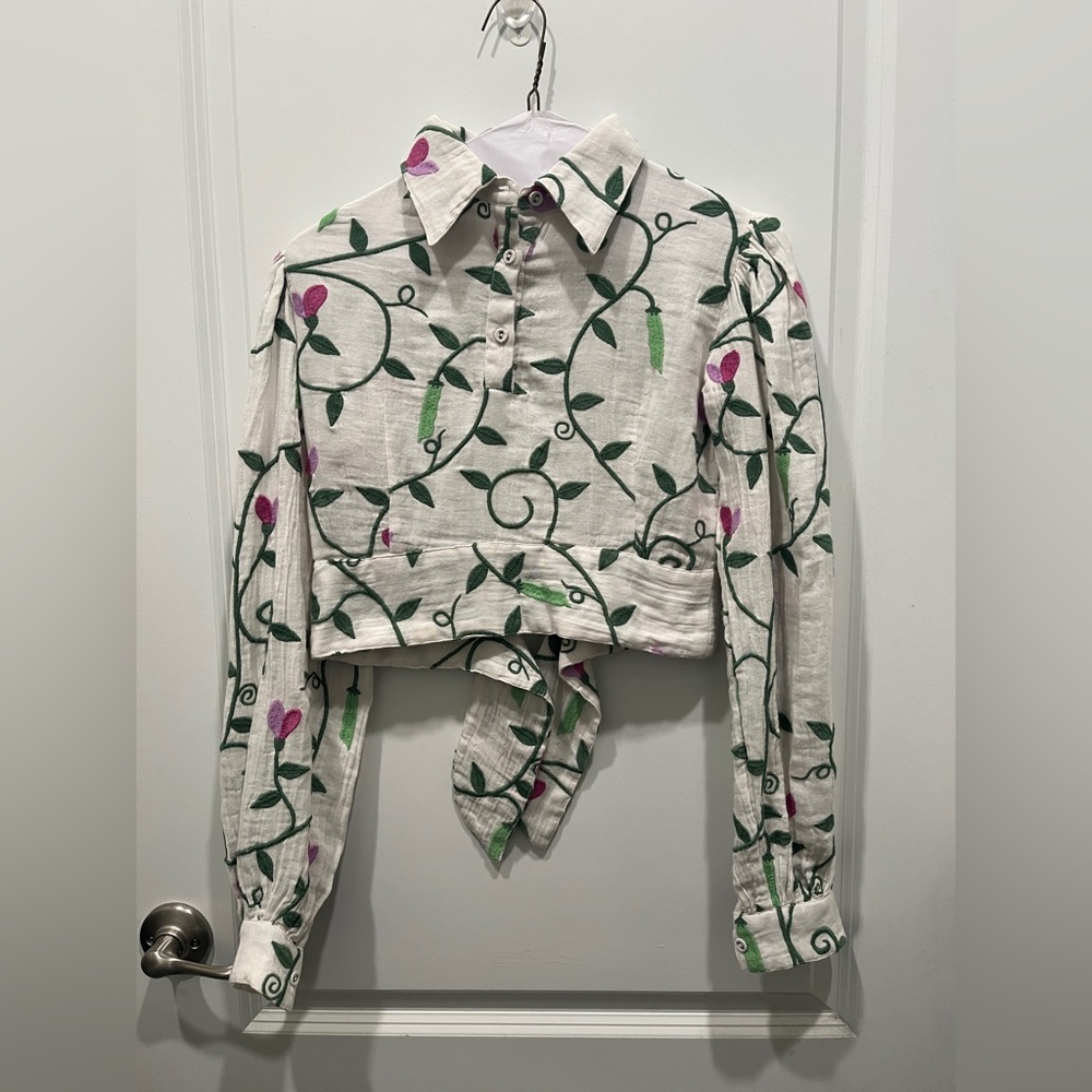 Samantha Pleet White Floral Button Down Shirt
